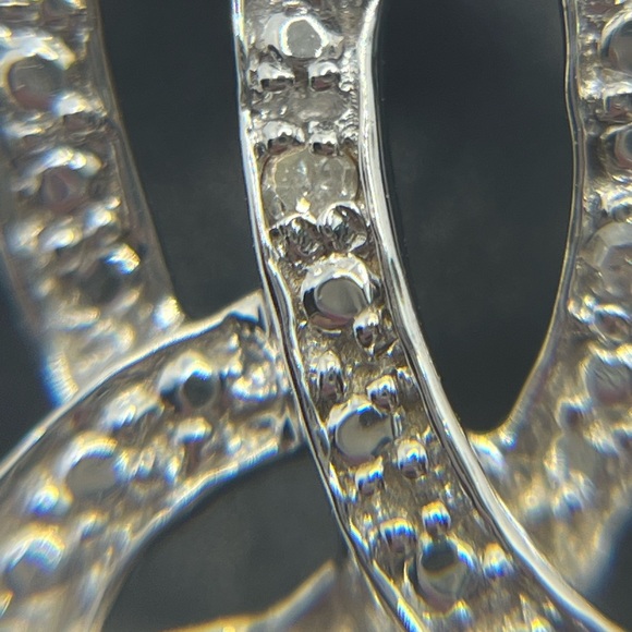 Sterling silver diamond rose flower brooch pin - Picture 9 of 14